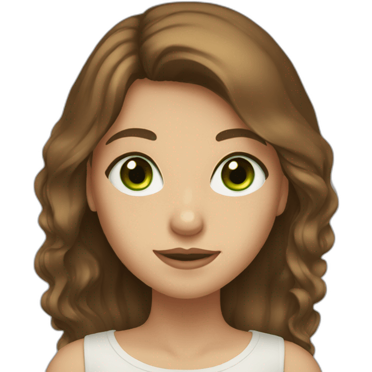 green eyes and long brown hair girl emoji