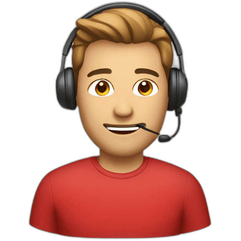 customer service bold man with headset with red t-shirt emoji