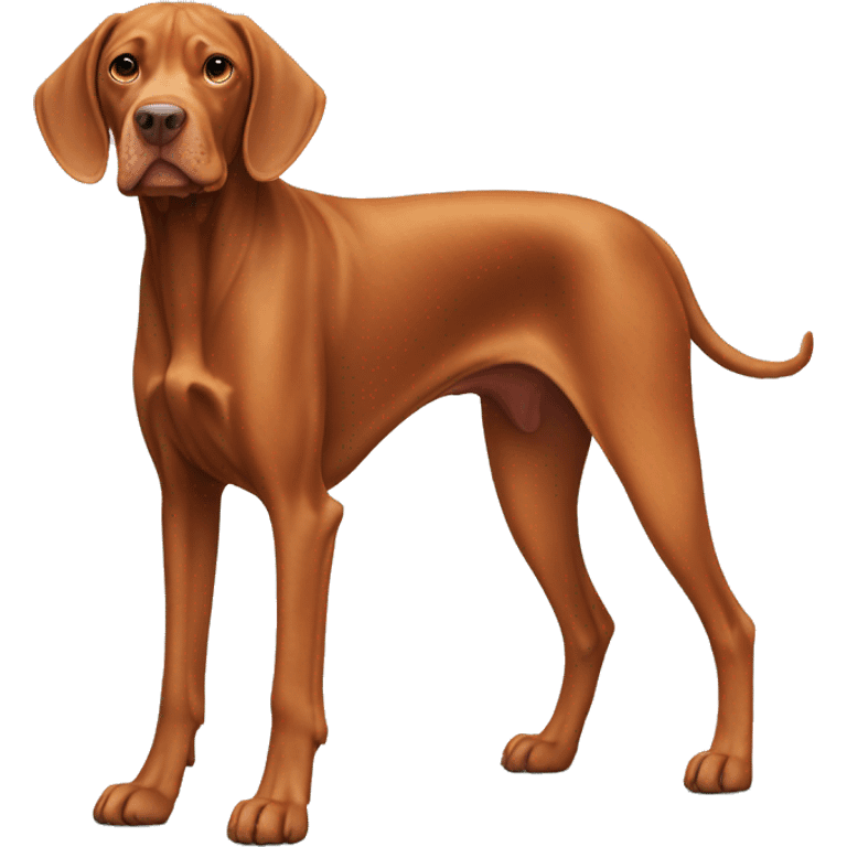 Vizsla dog. Full standing. happy.  light face emoji