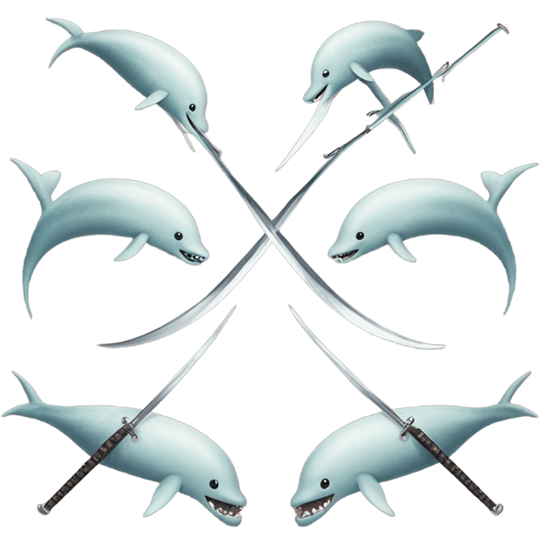 Narwhals swordfighting with their horns emoji