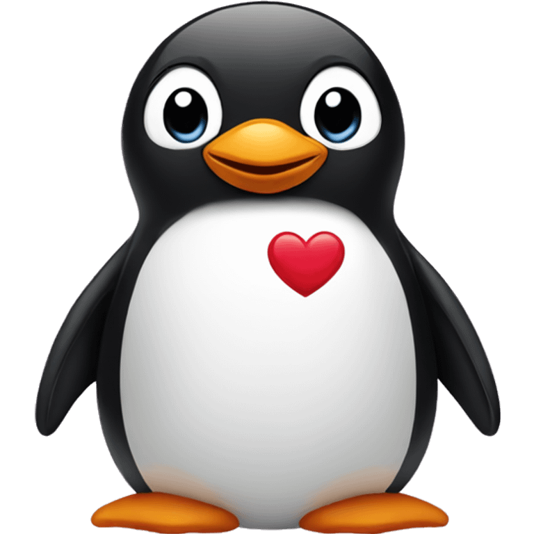 Penguin with love emoji