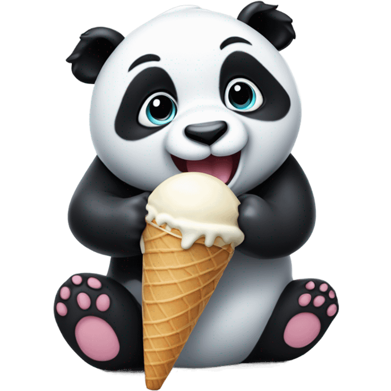 Panda eating ice cream emoji