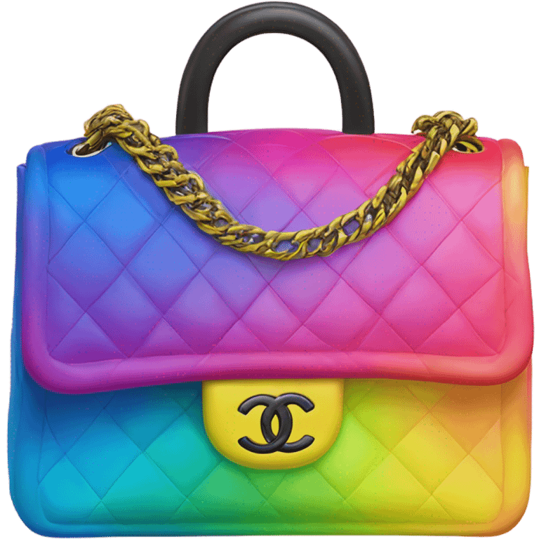 Rainbow ombré with pink, yellow and blue Chanel boy bag emoji