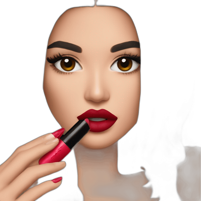 Kylie Jenner holding her lipstick lips emoji