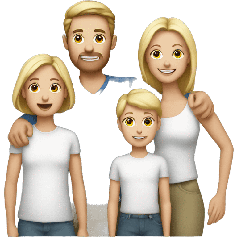 White Family with 3 kids eldest boy 2 girls emoji