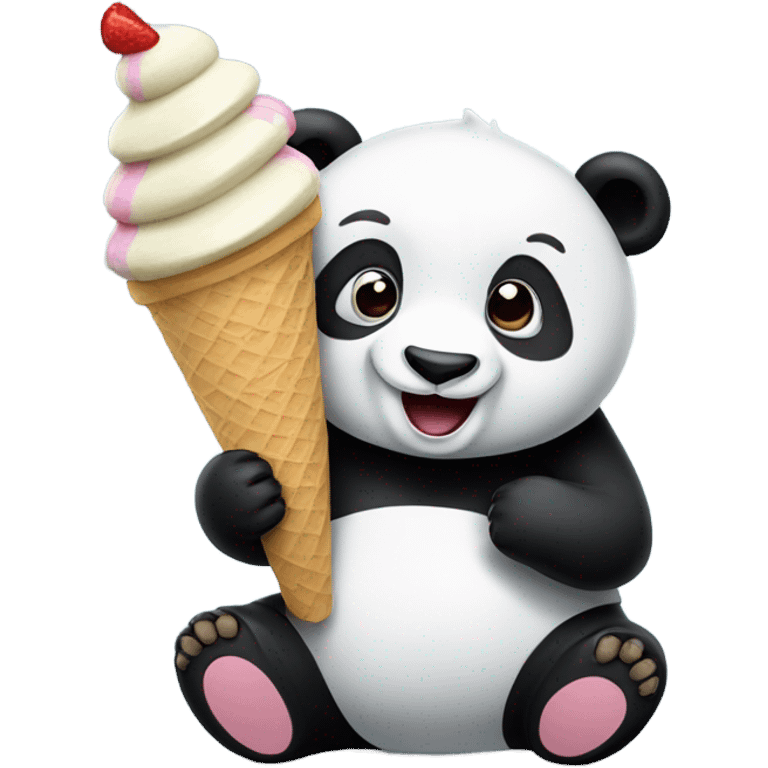 Panda eating ice cream emoji