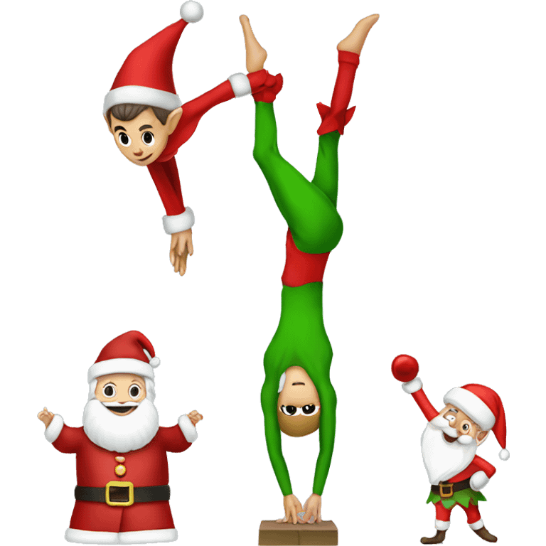 elf doing a handstand next to santa  emoji