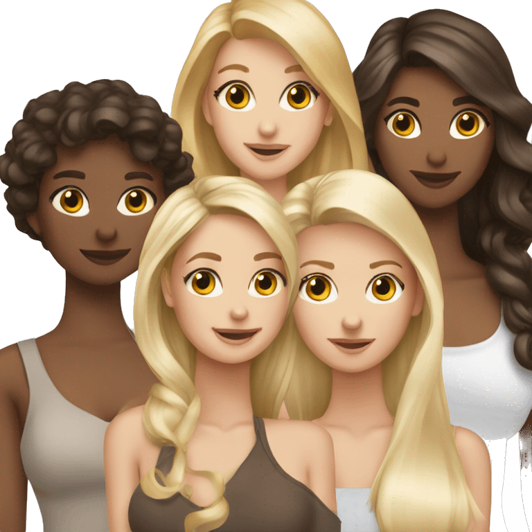 5 girlfriends, 4 brunettes and 1 blonde emoji