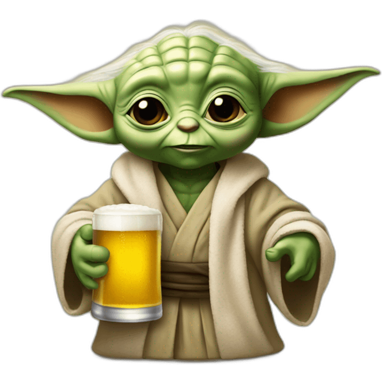 bebe yoda with a beer emoji