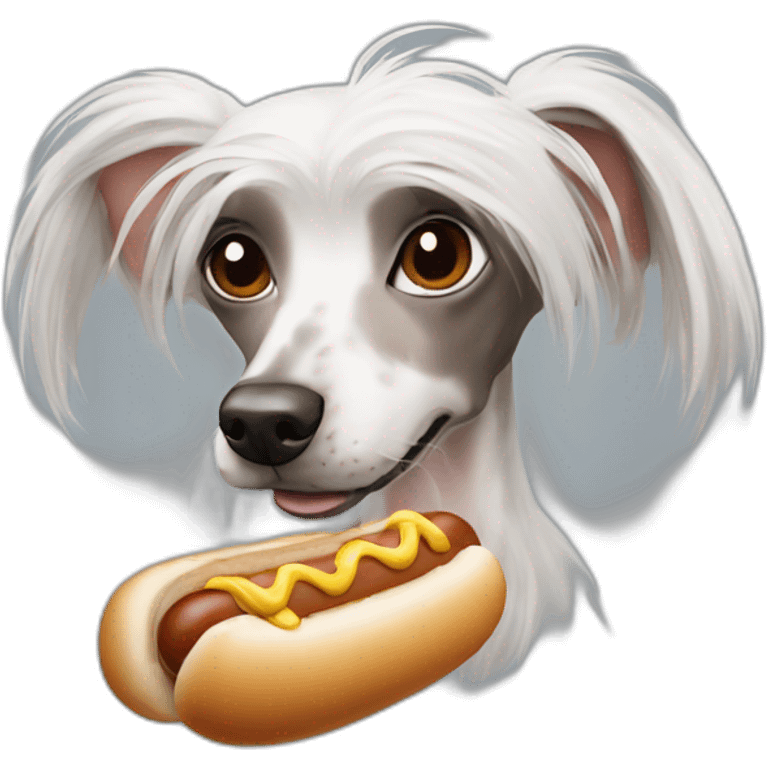 Chinese Crested hot-dog emoji