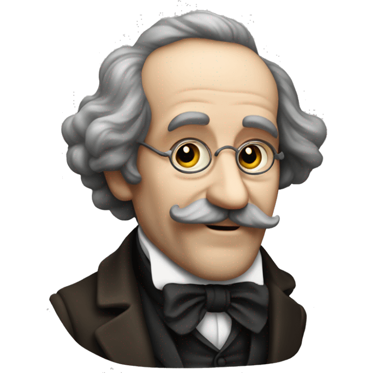 Charles Dickens holds an emoticon in his hand emoji