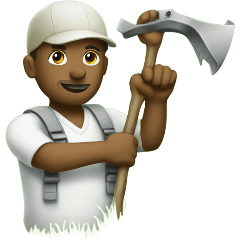 Guy working in grass emoji