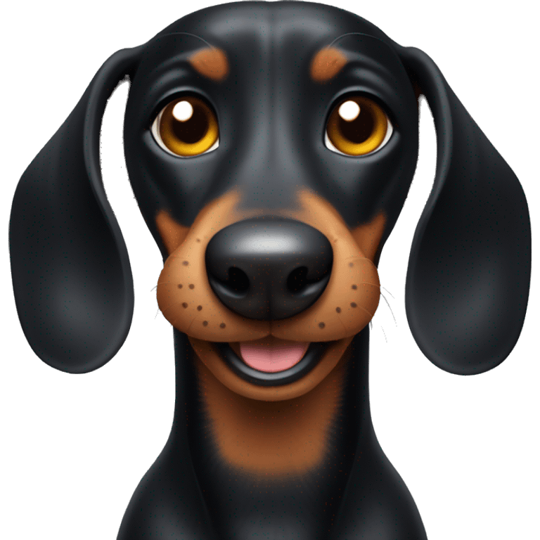 Black dachshund with a smile emoji