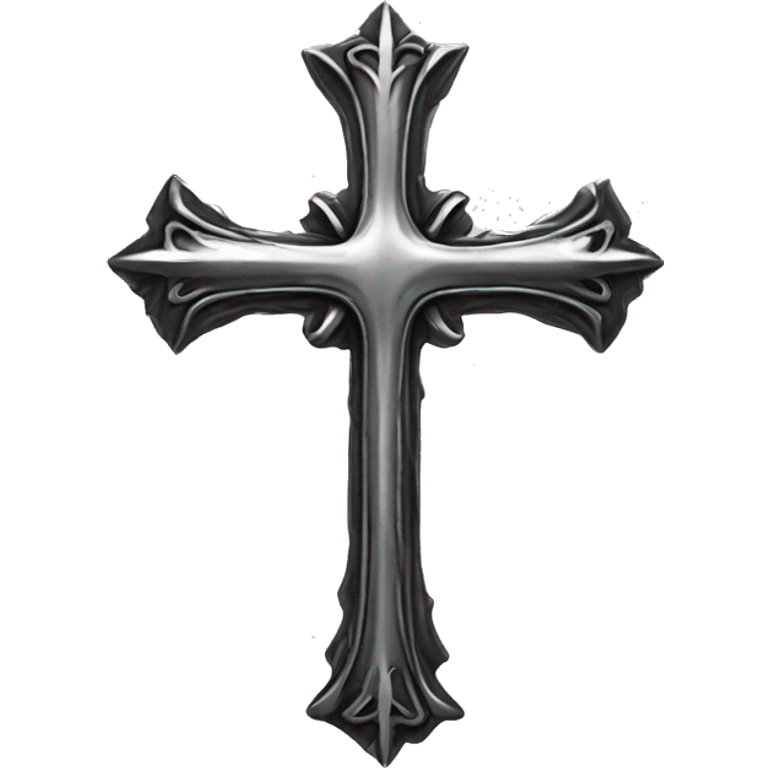 Upside down silver gothic cross emoji