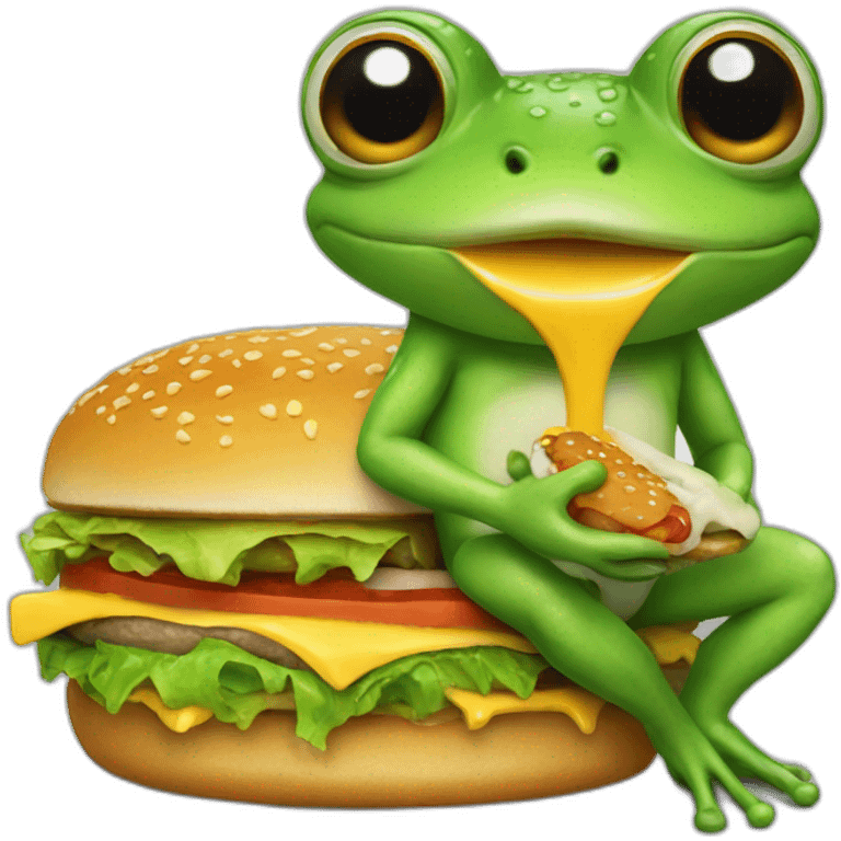 Frog eating à burger emoji