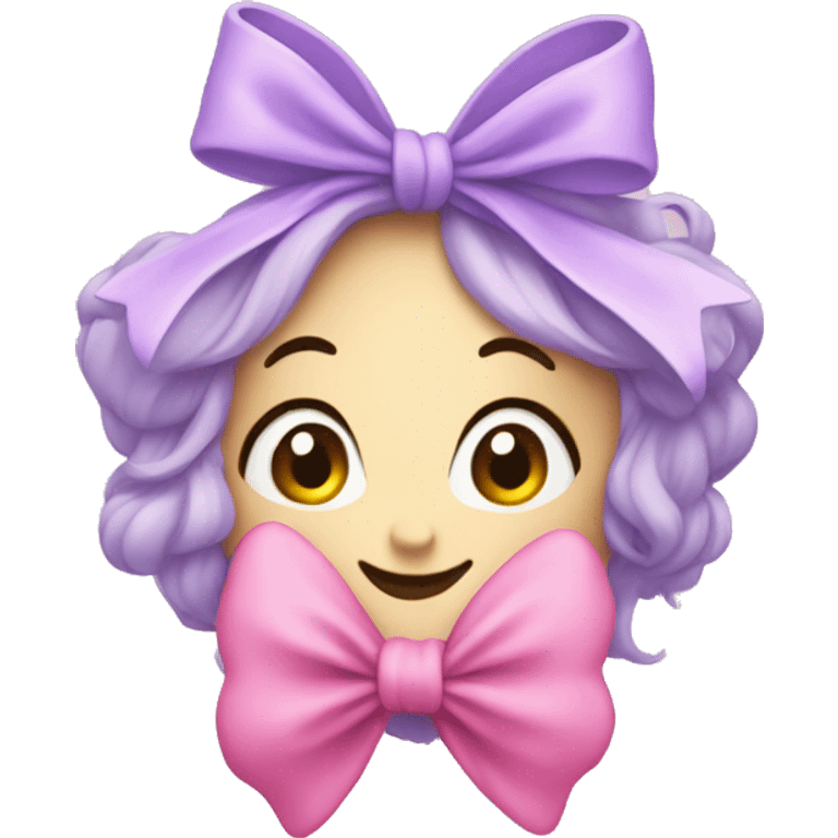 lilac heart with a pink bow emoji