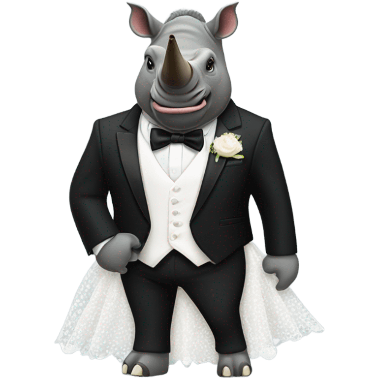 Rhino in a tux and cheetah in a wedding dress emoji