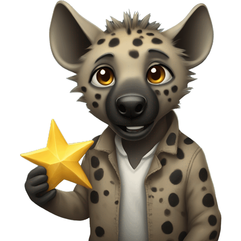 a hyena holding a star emoji