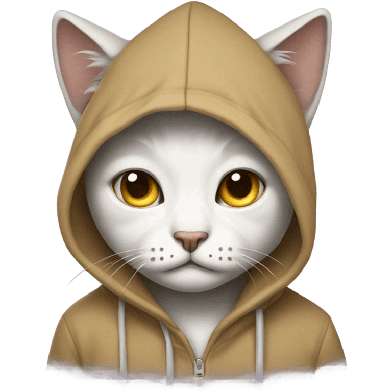 Cat wearing a hoodie and crying  emoji