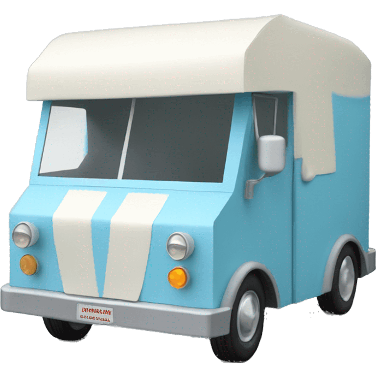 papercraft, pearl-blue ice-cream step van emoji