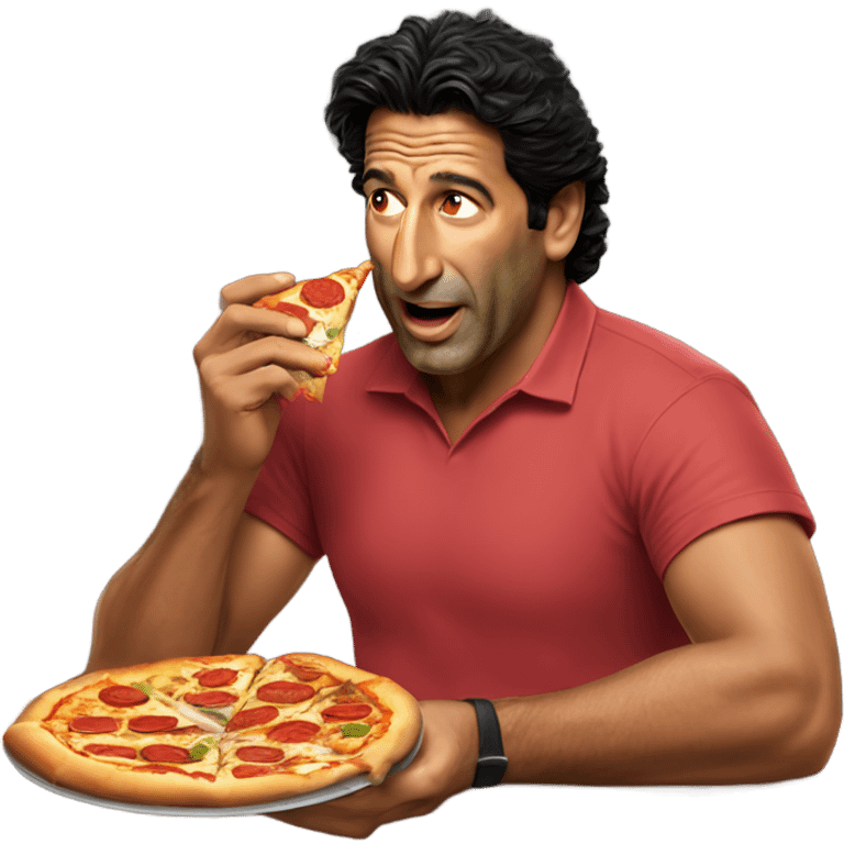 Wasim Akram eating pizza emoji