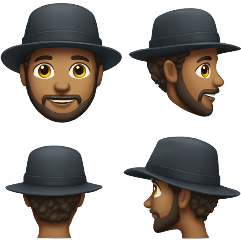 male portrait with beard hat emoji