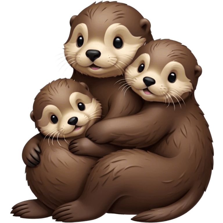 Disney-style, sea otter mom and sea otter pup snuggling emoji