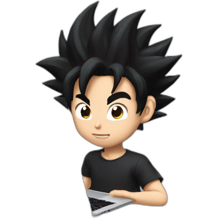 Goku black hair with a mac book  emoji