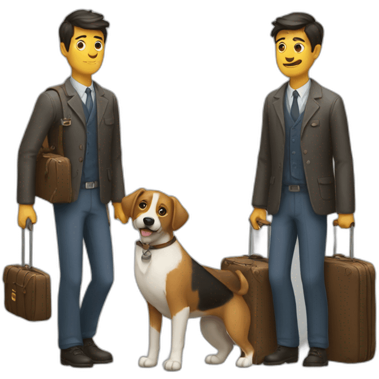 a man with a dog and a suitcase emoji