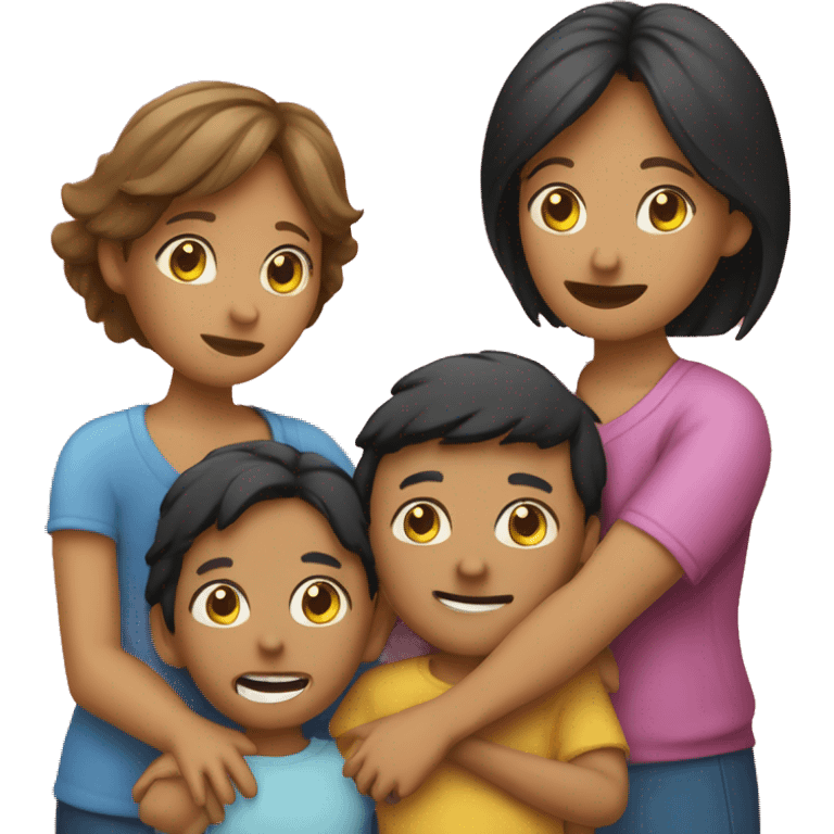 Emoji of a family with 3 kids mom is a phillipines and das is indian  emoji