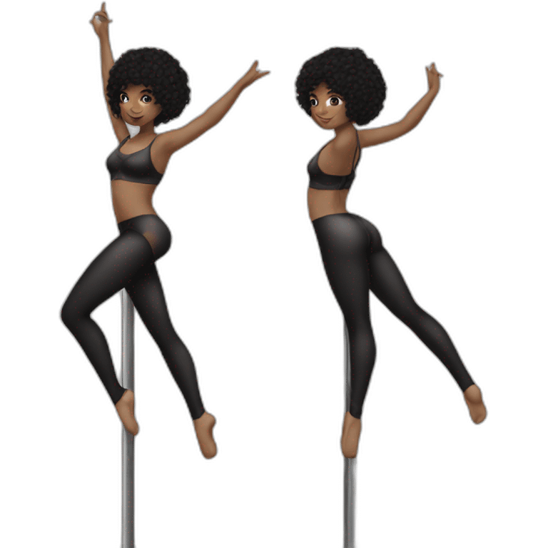 Girl pole dancer Black hair and white skin emoji