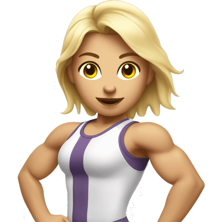 white muscular fun gym girl emoji