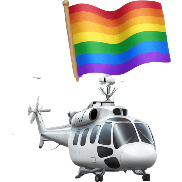 A helicopter with a rainbow flag emoji