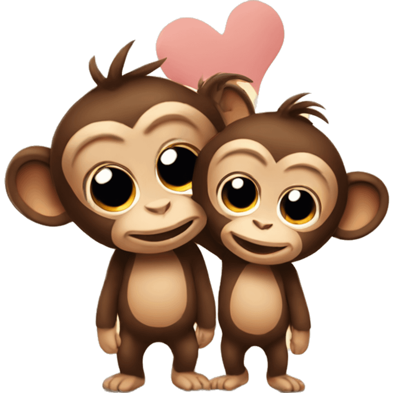 two monkeys are fall in love emoji