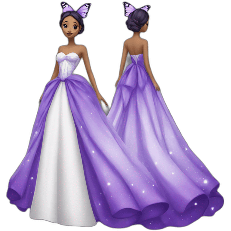 purple and white butterfly inspired gown dress emoji