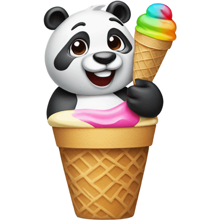 Panda eating ice cream emoji