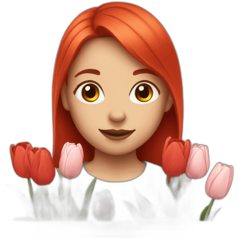 red hair girl with tulips emoji