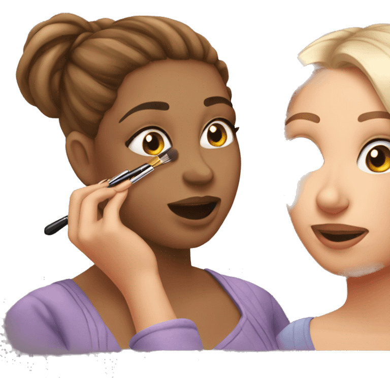 "A girl doing makeup on her friend." emoji