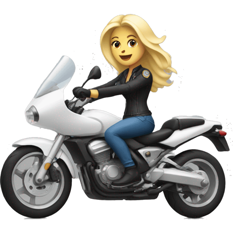 Blonde woman riding motorcycle emoji