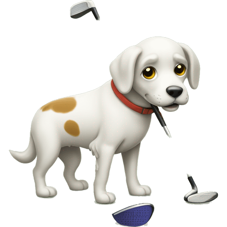 Dog golfing  emoji