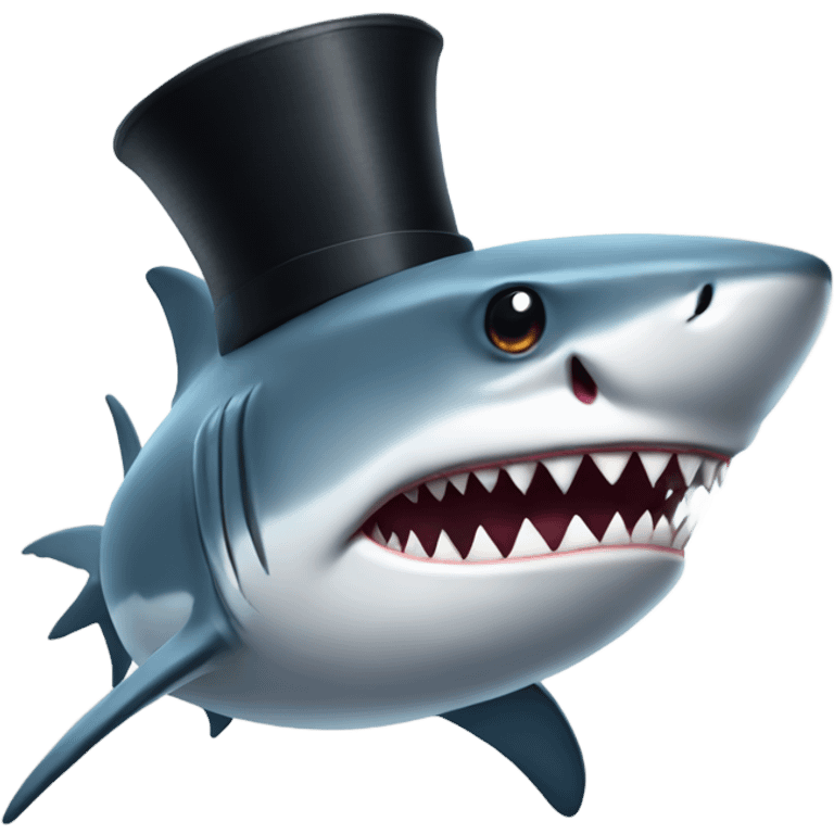 Shark with a top hat emoji