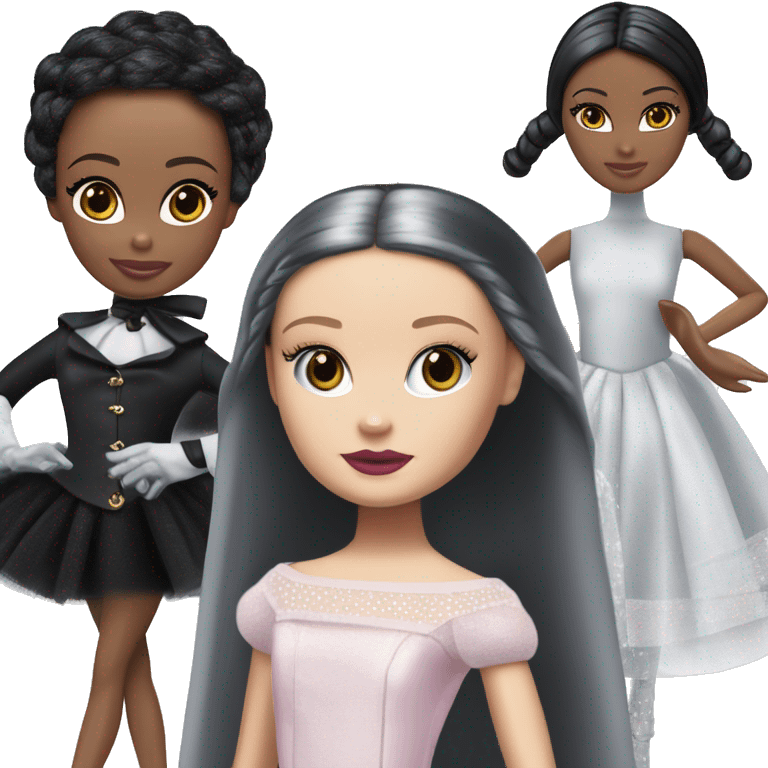 Prima Ballerina Barbie, Wednesday Addams, cape,veil,showing off, show full body,accessories coat gloves  emoji