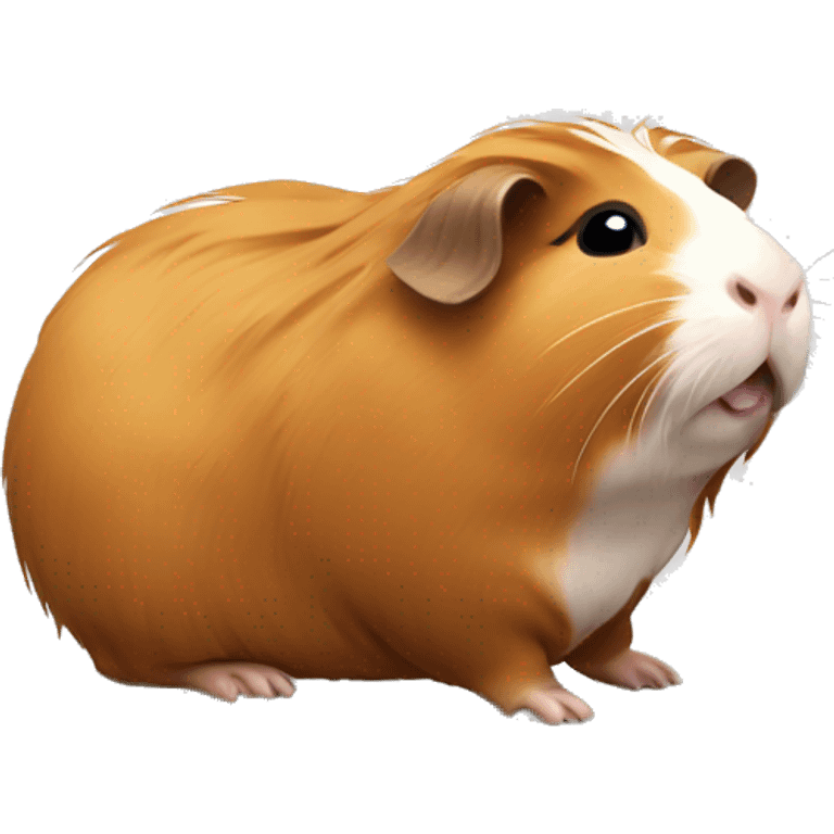 A lively guinea pig with long warm, golden-brown fur, exuding a friendly and approachable vibe. emoji