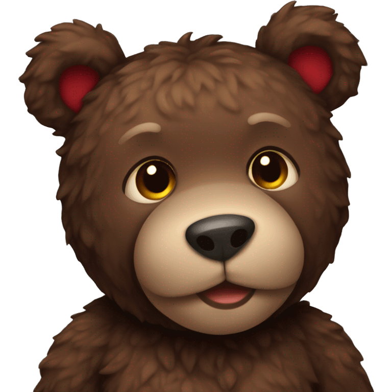 dark brown and red teddy bear  emoji