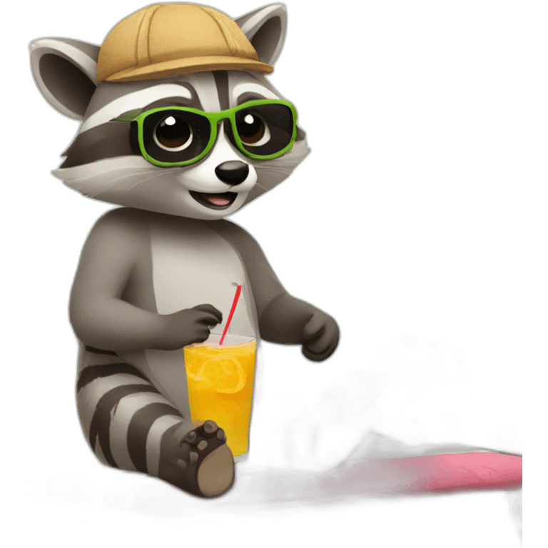 raccoon on vacation emoji