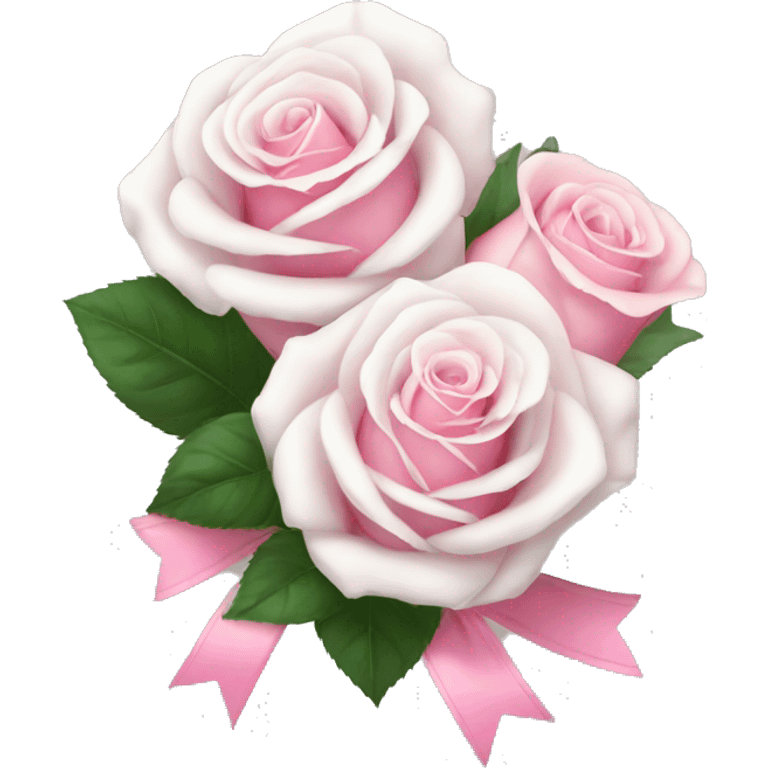 white and pink roses with bow emoji