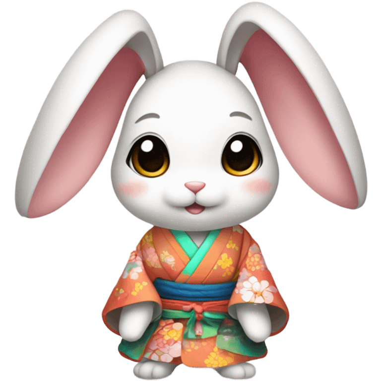 Cute Japanese bunny wearing kimono emoji