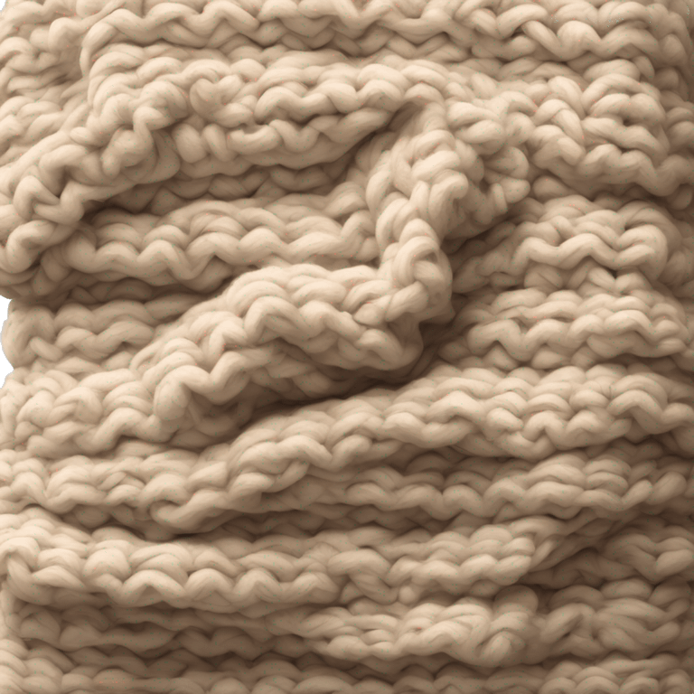 A neatly folded chunky knit blanket in warm, neutral tones. emoji