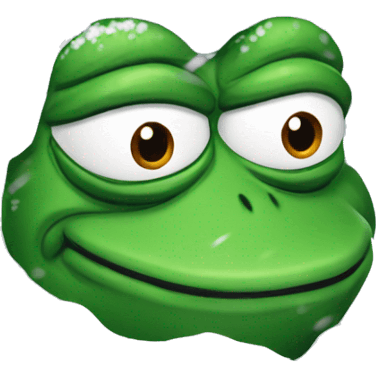 pepe the frog covered in snow emoji