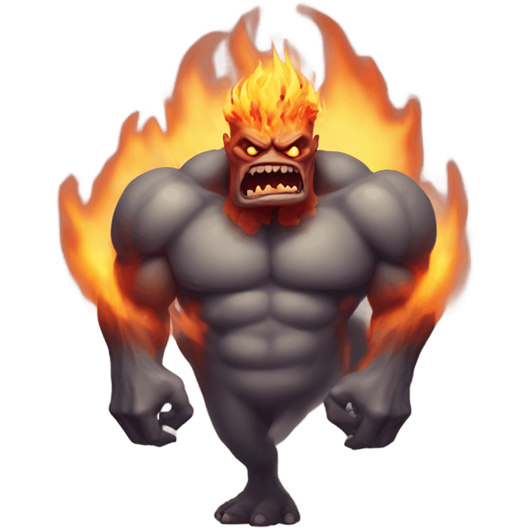 A very scary human Monster with Big muscle arms and flaming eyes  emoji